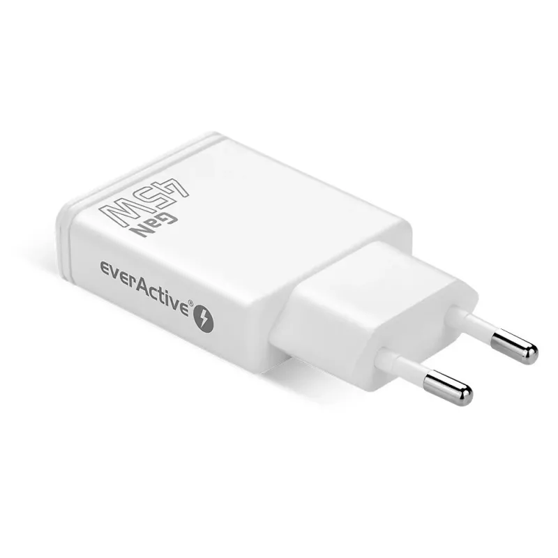 EVERACTIVE Cargador GaN 45W USB-C QC3.0 SC-465Q Blanco