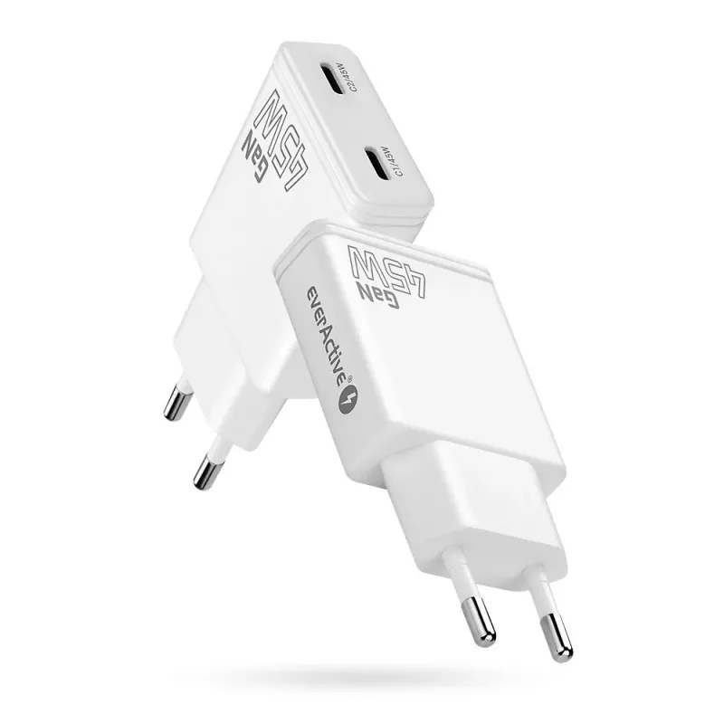 EVERACTIVE Cargador GaN 45W USB-C QC3.0 SC-465Q Blanco