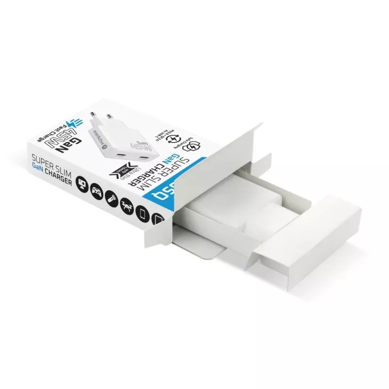 EVERACTIVE Cargador GaN 45W USB-C QC3.0 SC-465Q Blanco