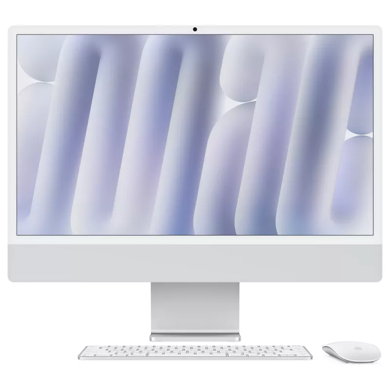 Apple iMac 24 pulgadas M4 CPU de 10 núcleos GPU de 10 núcleos Neural Engine de 16 núcleos 24GB RAM 512GB SSD Vidrio estándar Plata Magic Keyboard con Touch ID y teclado numérico (Distribución alemana)