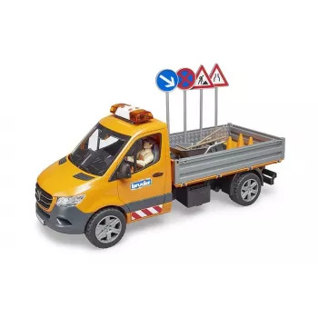 BRUDER MB Sprinter Municipal con módulo de luz y sonido, Naranja, escala 1:16