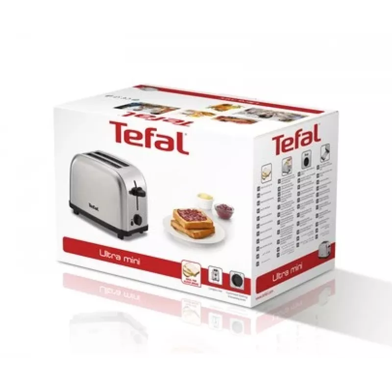 Tefal Ultra Mini Tostadora de 2 rebanadas Acero inoxidable TT330D