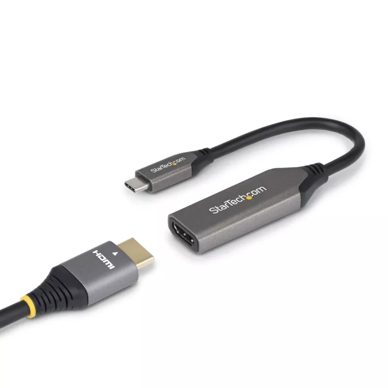 StarTech.com 112B-USBC-HDMI21 adaptador de USB-C a HDMI 2.1, 8K 60Hz / 4K 120Hz, HDR10+, compatible con Thunderbolt / USB4, cable de 20 cm