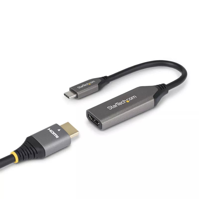 StarTech.com 112B-USBC-HDMI21 adaptador de USB-C a HDMI 2.1, 8K 60Hz / 4K 120Hz, HDR10+, compatible con Thunderbolt / USB4, cable de 20 cm