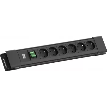 Bachmann CONNECTUS Regleta de enchufes 6xUTE con interruptor 2,0 m CEE7/7 negro (BM005935)