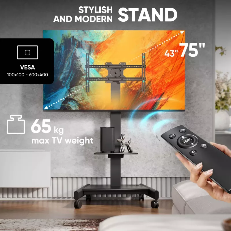 ONKRON TS1552E-B Soporte de TV móvil para pantallas de 43-75