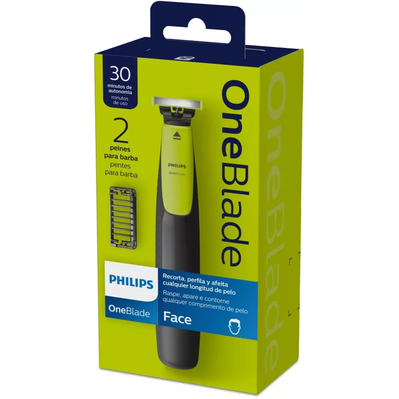 Philips OneBlade QP2510/15 Afeitadora y recortadora - Negro/Limette, a pilas, 30 minutos de autonomía