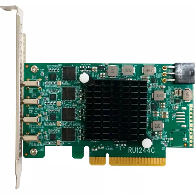 HighPoint RocketU 1244C tarjeta adaptadora host USB 3.2 Gen 2x2 PCIe 3.0 x4 con 4 conectores USB-C