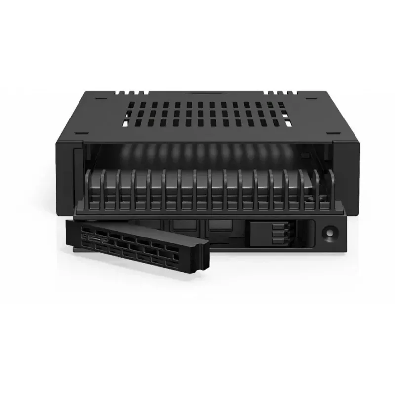 ICY DOCK ExpressCage MB741V4P-B bahía móvil para SSD NVMe U.2/U.3 de 2,5 inch de 4 bahías para doble bahía de 5,25 inch, PCIe 4.0, OCuLink, Hot-Swap, negro