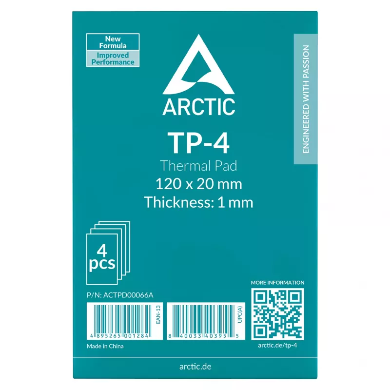 ARCTIC Almohadilla térmica ATP-4 120x20mm 1mm pack de 4 Gris