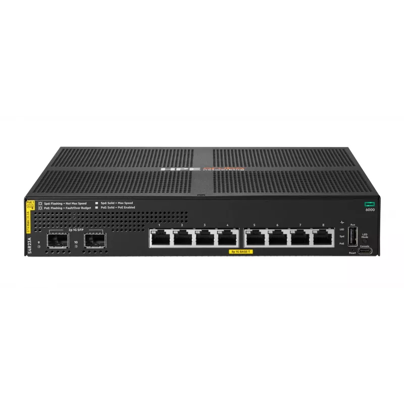 HPE Aruba Networking CX 6000 8 puertos 10/100/1000 PoE+ 2 puertos SFP 67W switch gestionado