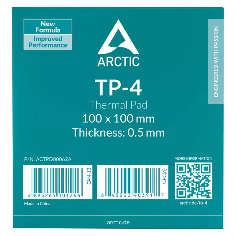ARCTIC Almohadilla térmica 4 (ATP-4) 100x100mm 0,5mm gris