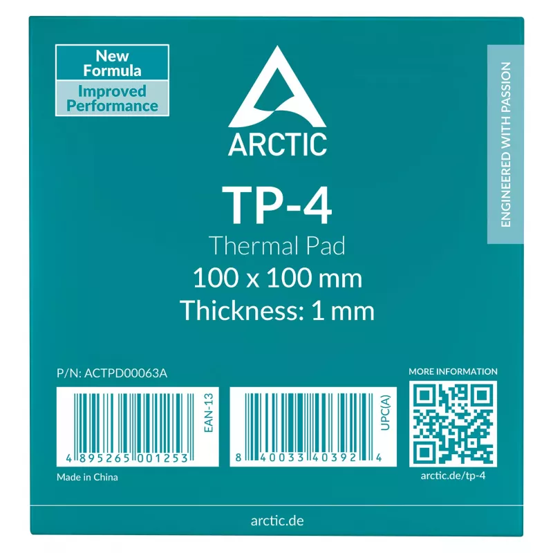 ARCTIC Almohadilla térmica TP-4 100x100mm 1mm Gris
