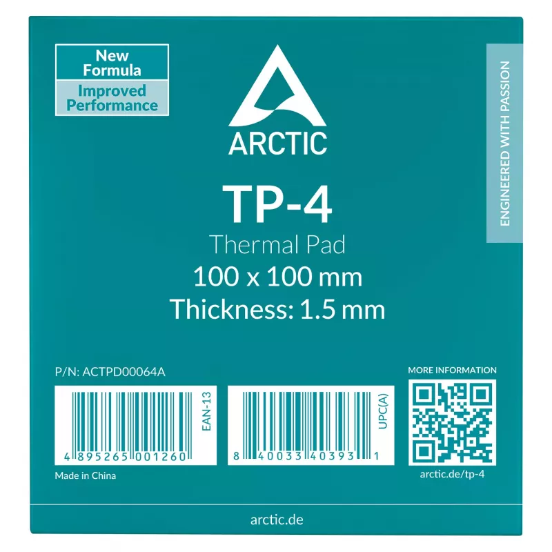 ARCTIC Almohadilla térmica ATP-4 100x100mm 1,5mm gris