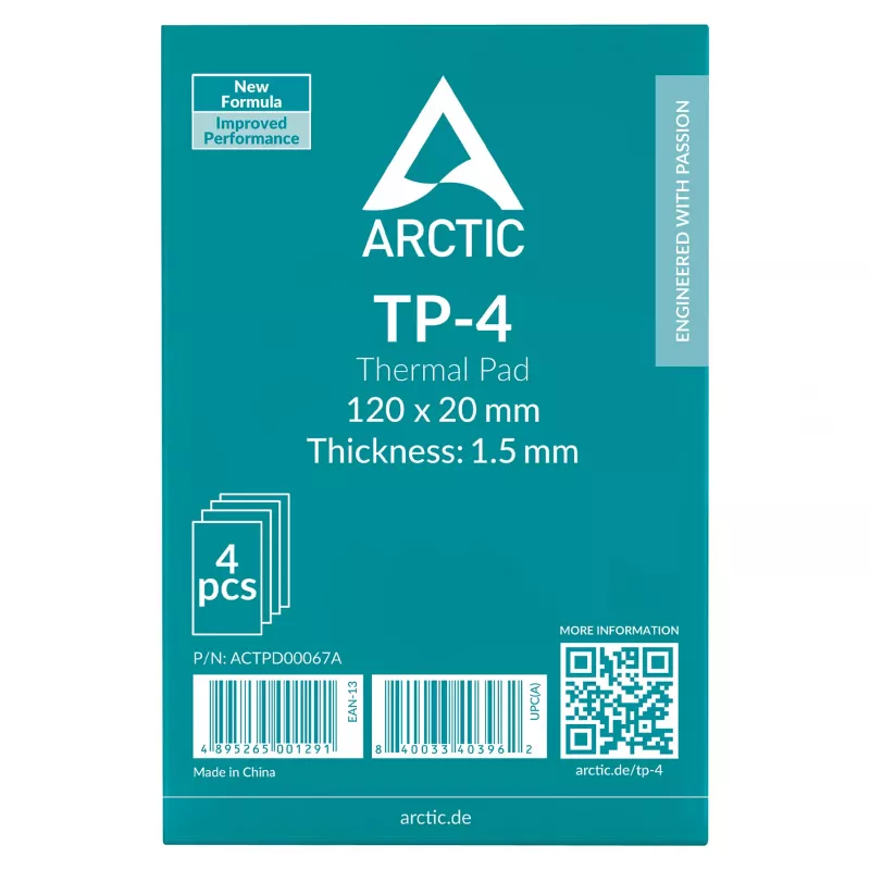 ARCTIC Almohadilla térmica TP-4 120x120mm 1,5mm pack de 4