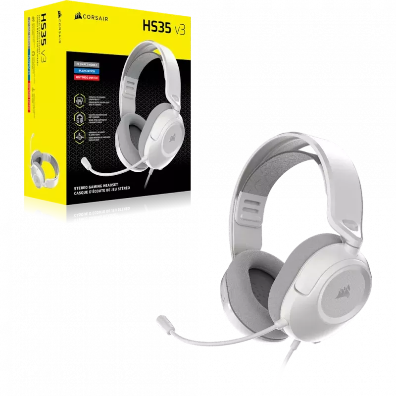 Auriculares gaming con cable Corsair HS35 v3 Blancos