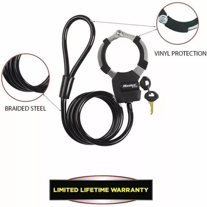 Master Lock Street Cuff Candado de cable con llave - negro - 1000 mm - 8 mm