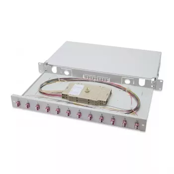 EFB Elektronik Caja de empalme LC OS2 9/125µm extraíble 24 pigtails 12 acopladores 1U