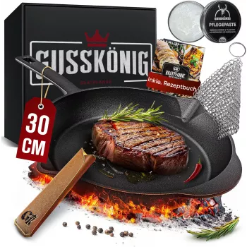 GUSSKÖNIG Pre-Seasoned Cast Iron Grill Pan 30 cm cuadrada