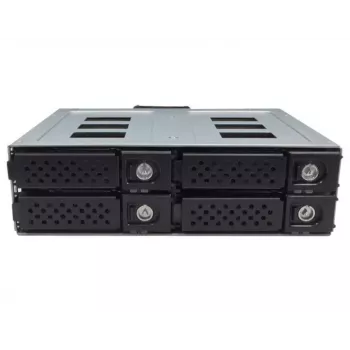 Jou Jye JJ-N-49SS-T 12G 4 bahías 2,5 pulgadas SATA/SAS Hot-Swap rack móvil para bahía de 5,25 pulgadas - Negro