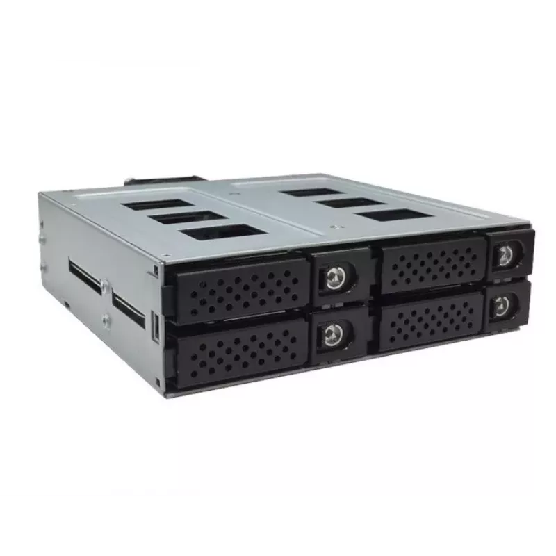 Jou Jye JJ-N-49SS-T 12G Bastidor extraíble hot-swap SATA/SAS de 4 bahías de 2,5 pulgadas para bahía de 5,25 pulgadas - Negro