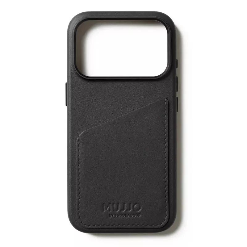 Mujjo Funda de piel con cartera para iPhone 17 Pro con MagSafe (Negro)