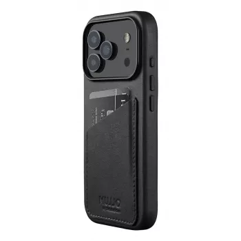 Mujjo Funda de piel con cartera para iPhone 17 Pro con MagSafe (Negro)