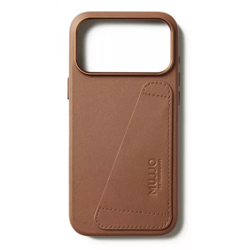 Mujjo Funda de piel con cartera para iPhone 17 Pro Max, compatible con MagSafe, Tan