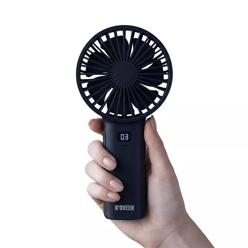 N'OVEEN F120 ventilador portátil de mano y de sobremesa con batería, USB, 1200 mAh, 3 velocidades, blanco