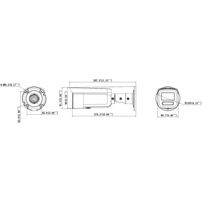 Hikvision DS-2CD2T46G3-4IZY(2.8/4mm)(BLACK) Cámara IP 4MP AcuSense, Objetivo Varifocal Motorizado, Negro