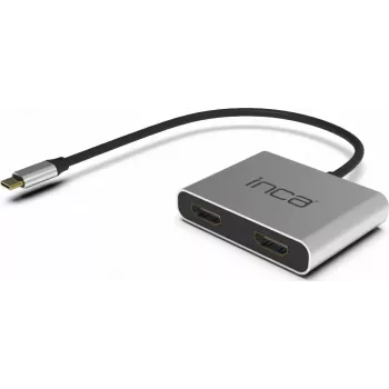 INCA ITPC-4 adaptador USB-C a 2x HDMI 4K30Hz USB-A USB-C PD 100W