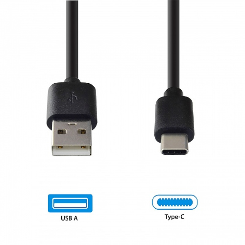 Emporia DATA-TC-GNG-B Cable USB-A a USB-C 1 m negro