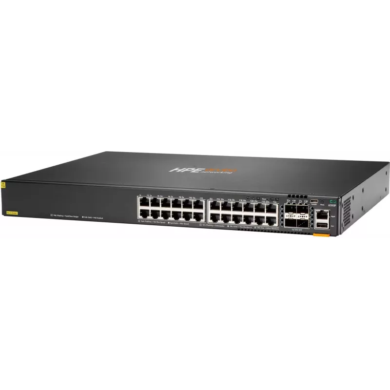 HPE Aruba 6300F Switch L3 gestionado 24x 10/100/1000 PoE+ 4x 50GbE SFP56 flujo de aire frontal a trasero