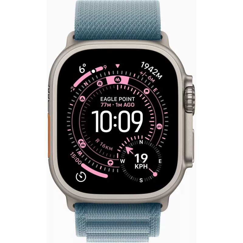 Apple Watch Ultra 3 GPS + Cellular 49mm Caja de titanio natural con Blue/Bright Blue Trail Loop - M/L