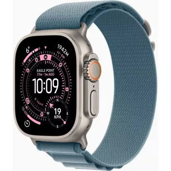 Apple Watch Ultra 3 GPS + Cellular 49mm Caja de titanio natural con Blue/Bright Blue Trail Loop - M/L