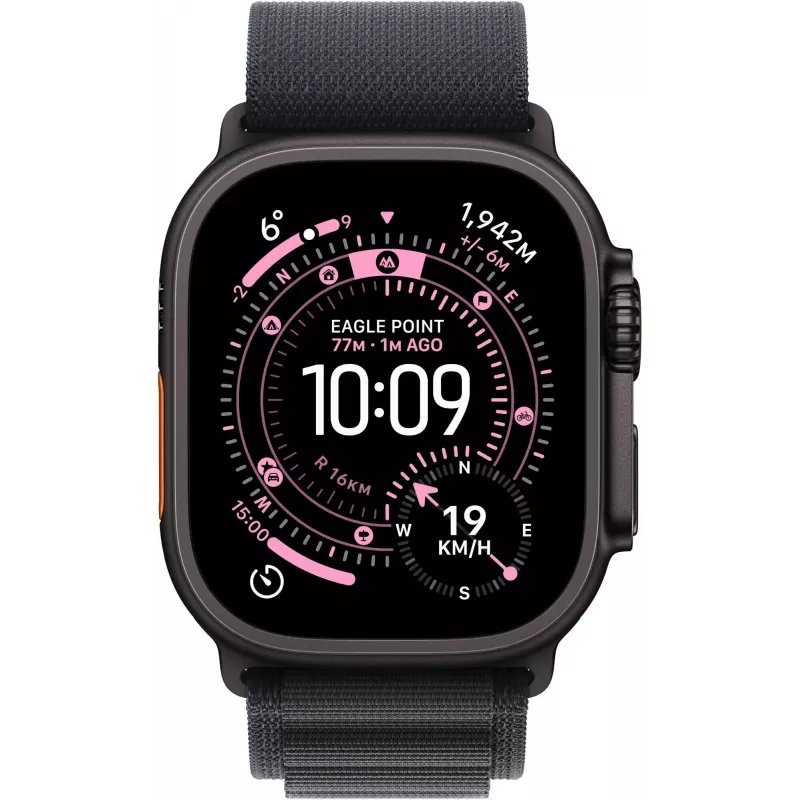 Apple Watch Ultra 3 GPS + Cellular 49mm Caja de titanio negro con Black Alpine Loop - Medium MF0V4QR/A