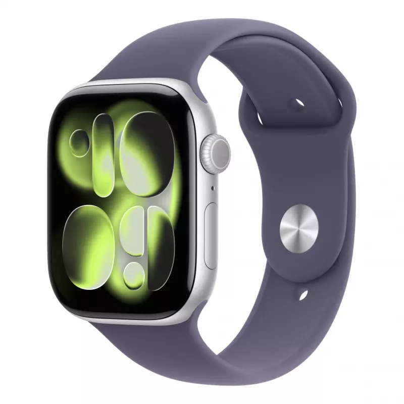 Apple Watch Series 11 GPS 46mm Caja de aluminio Silver con Purple Fog Sport Band M/L
