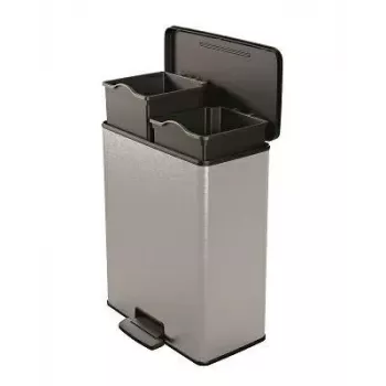 Cubo de basura con pedal Curver 26L+26L / IML metalizado