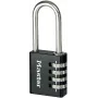 Candado de combinación Master Lock 7640EURDBLK 40mm ancho de arco, arco de acero endurecido, 4 dígitos reajustable, plata/gris