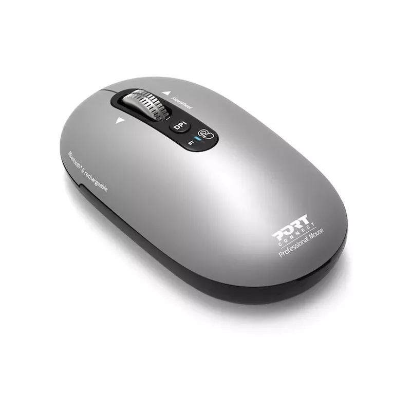 PORT Designs PORT Connect Professional PURE ratón inalámbrico recargable - Óptico - 4 botones - 2,4 GHz, Bluetooth - Receptor USB - Negro