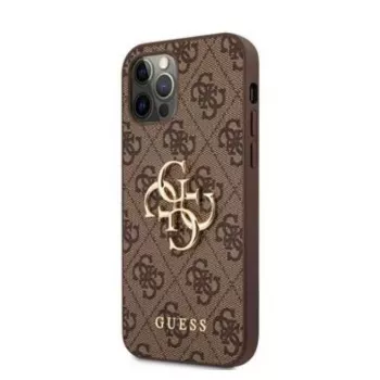 Guess funda rígida 4G Metal Logo marrón para Apple iPhone 12 / 12 Pro