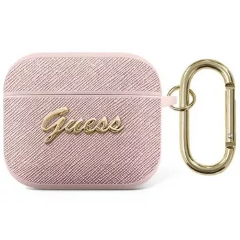 Guess GUA3SASMP funda protectora Saffiano Script Metal Collection para Apple AirPods de 3.ª generación, rosa
