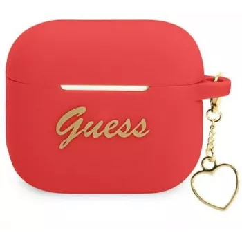 Guess GUA3LSCHSR funda para AirPods 3 roja de silicona Charm Heart Collection