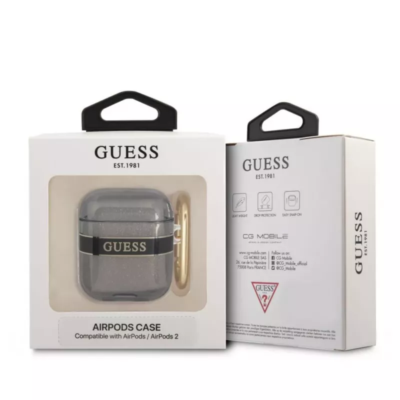 Guess GUA2HHTSK funda para AirPods 1/2 negra Strap Collection
