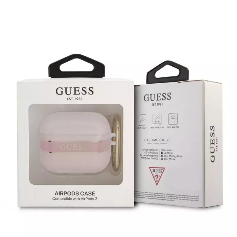 Guess GUA3HHTSP Strap Collection funda de silicona para AirPods 3 - rosa