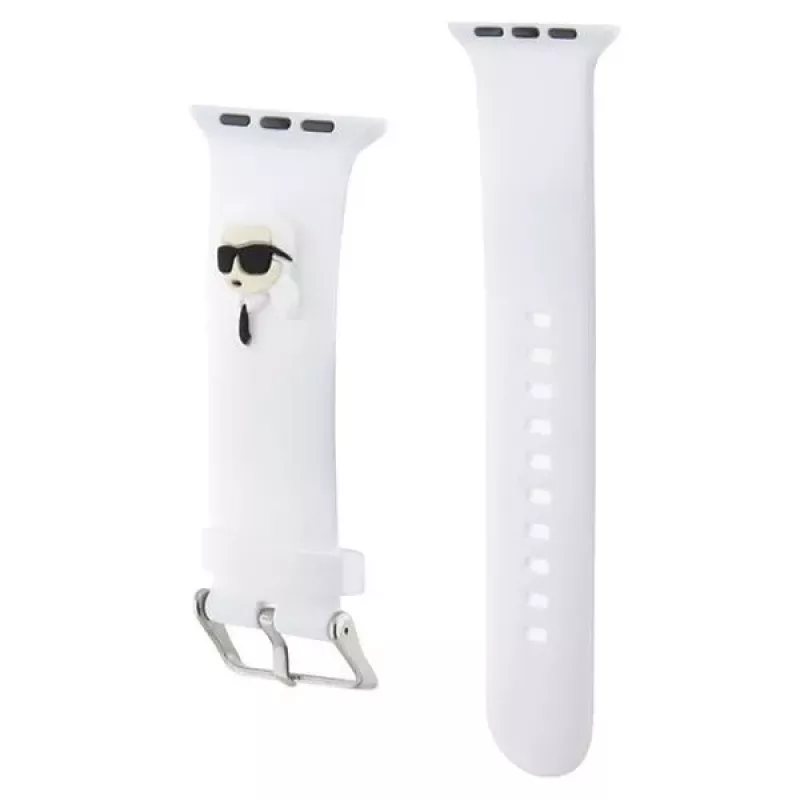 Karl Lagerfeld Pulsera 3D Rubber Karl Head para Apple Watch 38/40/41mm Blanca
