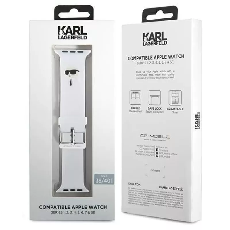 Karl Lagerfeld Pulsera 3D Rubber Karl Head para Apple Watch 38/40/41mm Blanca