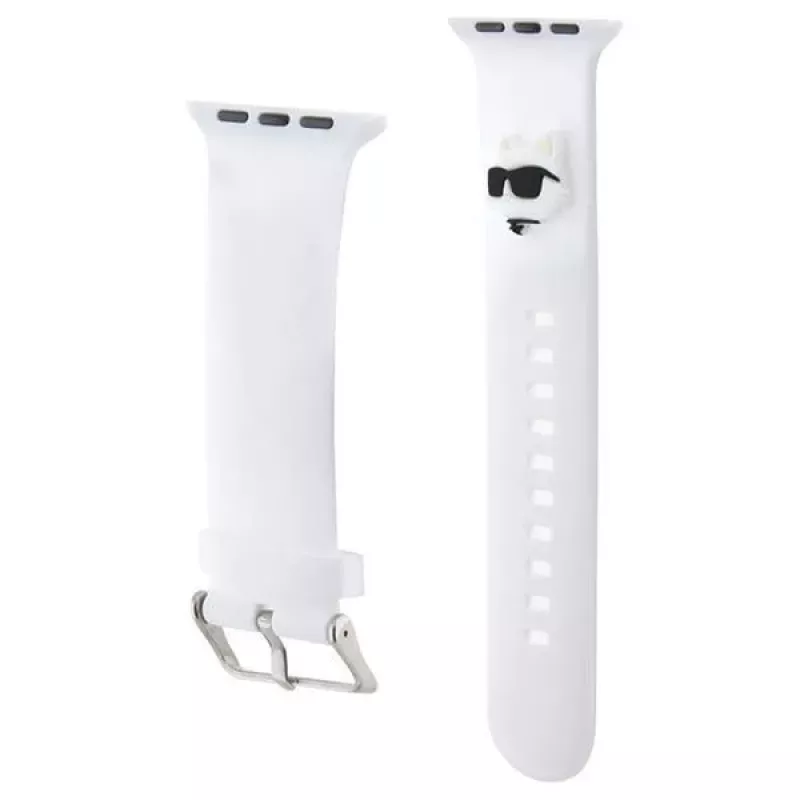 Karl Lagerfeld Correa de goma 3D con cabeza de Choupette para Apple Watch 38/40/41mm - Blanca