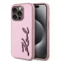 Karl Lagerfeld funda Wrinkled Metal Signature para iPhone 15 Pro Max, rosa