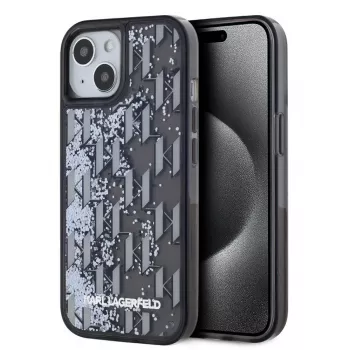 KARL LAGERFELD funda Liquid Glitter Monogram Gradient para iPhone 15, negra